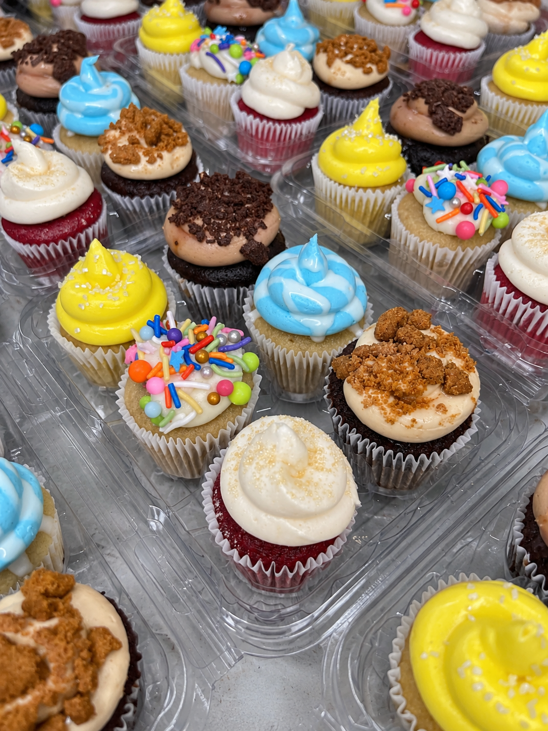 Colorful handcrafted Nom Nom mini cupcakes